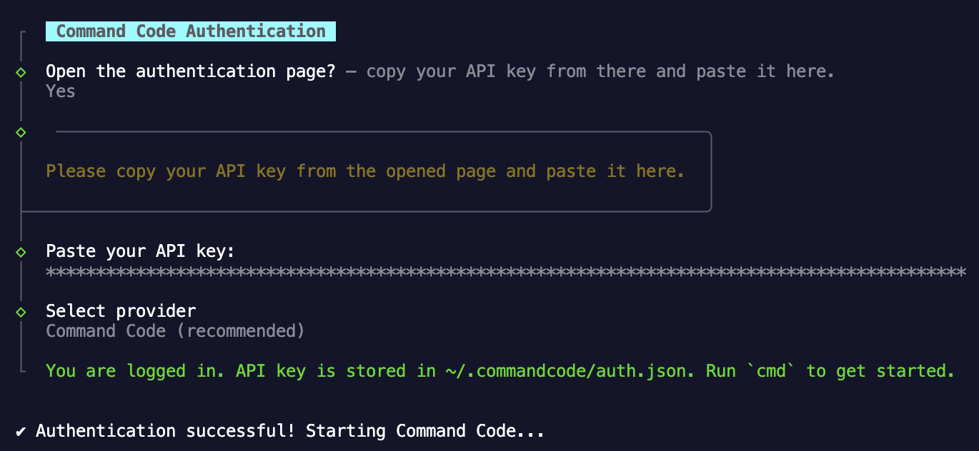 Command Code Login