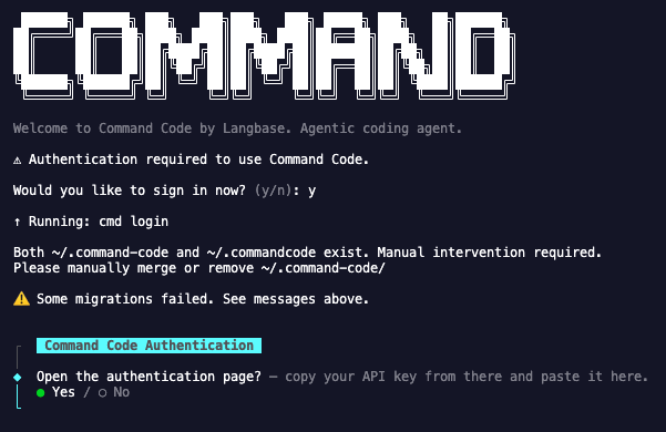 Command Code Login