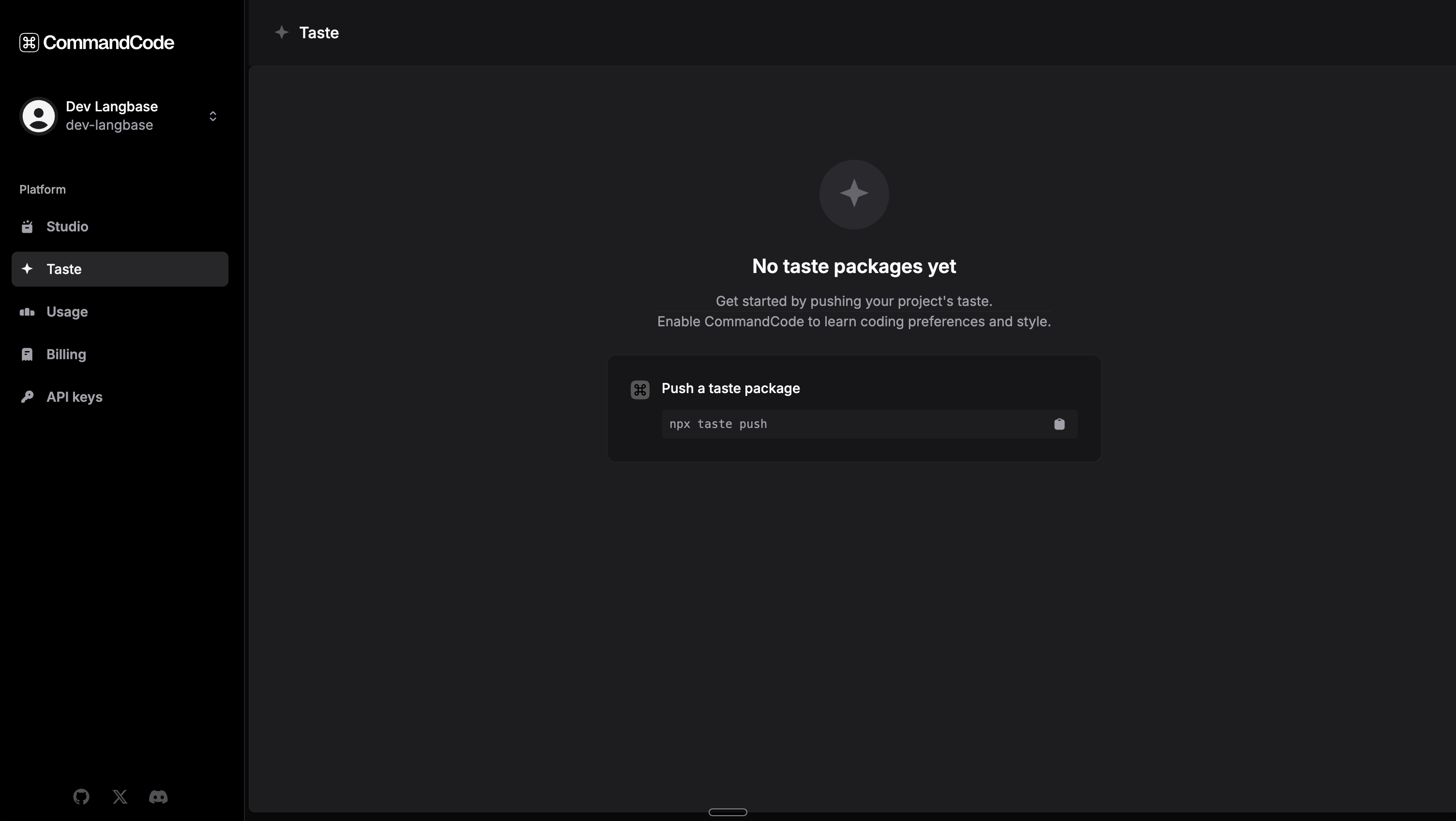 Push a taste profile